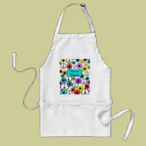 Retired Teacher Retro Flowers Apron and Peace Sign aprons