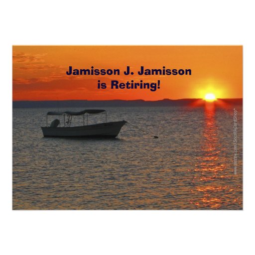 Retirement Announcement  Fishing Boat at Sunset
