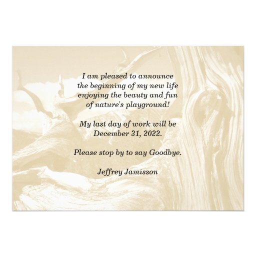 Retirement Announcement Mountain Thru Tree