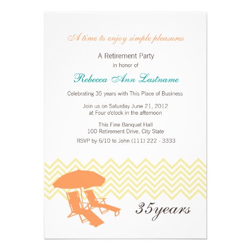 Retirement Beach Chairs and Umbrella Personalized Announcements