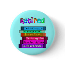 Retirement Gifts Unique Stack of Books Design Button