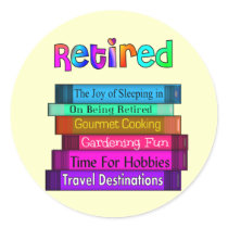 Retirement Gifts Unique Stack of Books Design Round Stickers