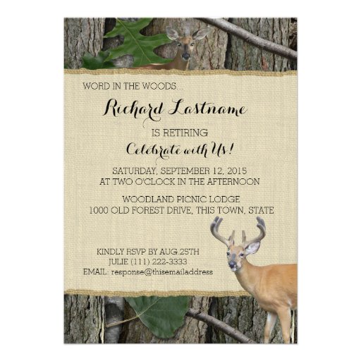 Retirement Party Buck and Doe Invites (front side)