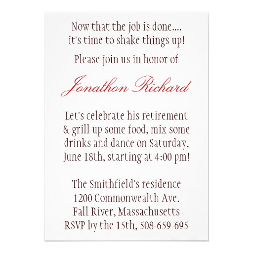 RETIREMENT party invitation