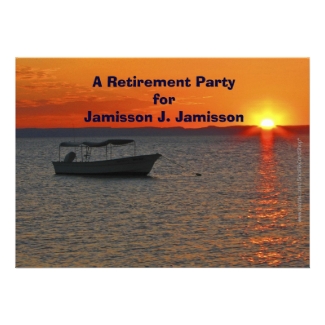 Retirement Party Invitation Fishing Boat at Sunset