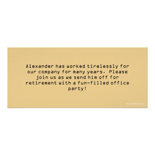 Retirement Party Invitation Goldtone Ticket