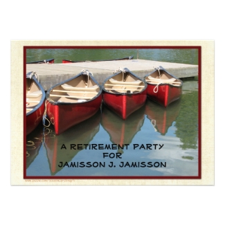 Retirement Party Invitation, Three Red Canoes