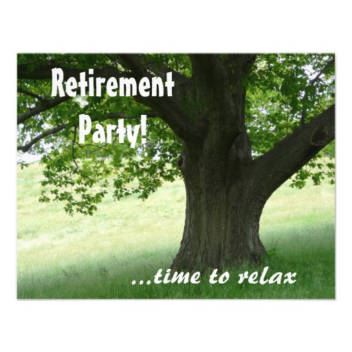 Retirement Party-Peaceful Tree/with Quote Personalized Announcements (front side)
