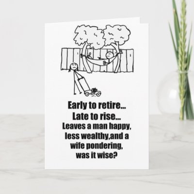 retirement cards bearing