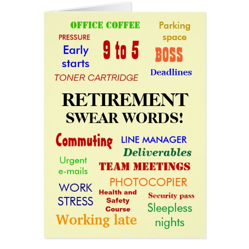 Retirement Swear Words multicolour Card Zazzle