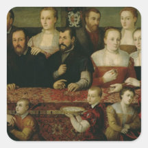 Retrato de una familia grande calcomanía cuadrada personalizada