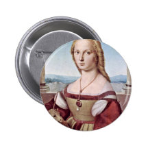 Retrato de una mujer joven con un unicornio pins