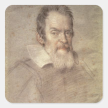 Retrato del astrónomo de Galileo Galilei Calcomanías Cuadradases
