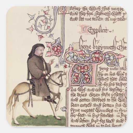 Retrato del facsímil de Geoffrey Chaucer de Calcomanía Cuadradas Personalizadas