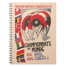 Retro 1930s art deco design cycling spiral notebook