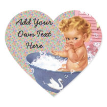 Retro 1940s Baby Heart Sticker