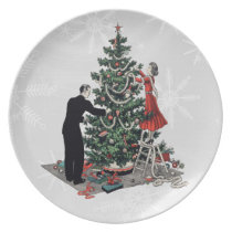 Retro 1940s Christmas Tree Plates
