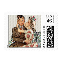 Retro 1940s Kissing Couple stamps