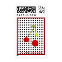 Retro 1950 Cherries 'n Checks Postage Stamp