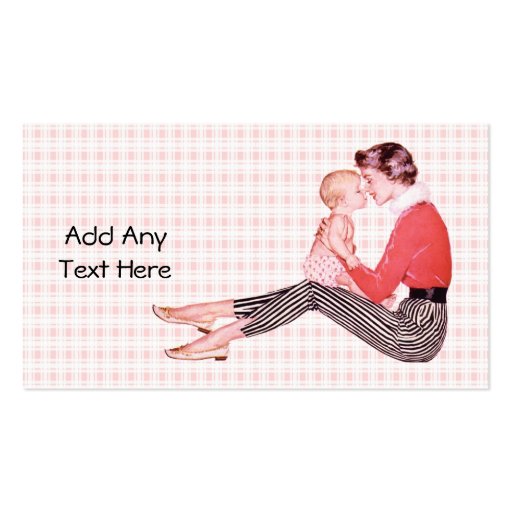 Retro 1950s Mom and Baby Business Card Template (back side)