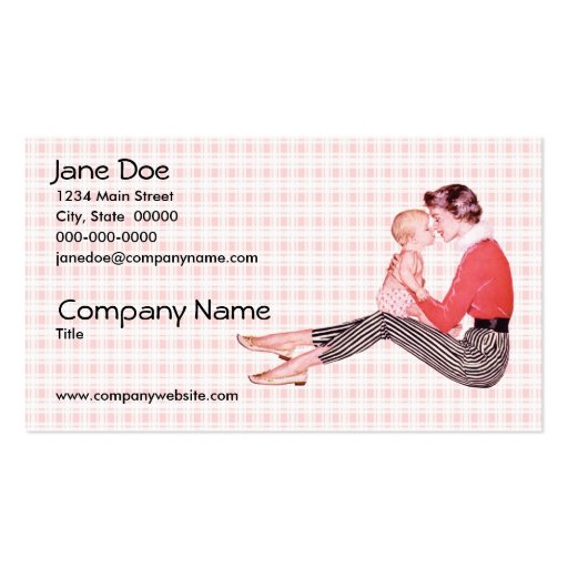 Retro 1950s Mom and Baby Business Card Template (front side)