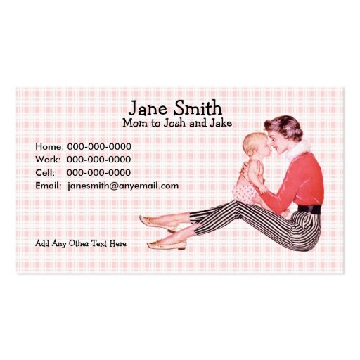 Retro 1950s Mom and Baby Contact Card Business Card