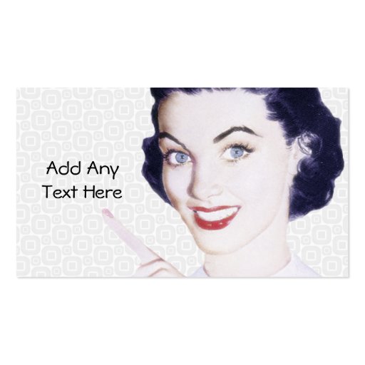 Retro 1950s Pointing Woman V2 Business Card Template (back side)