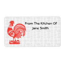 Retro 1950s Rooster Kitchen Labels labels
