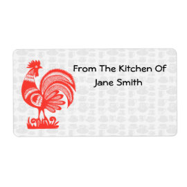Retro 1950s Rooster Kitchen Labels