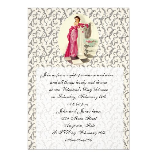 Retro 1950s Valentines Day Dinner Announcements