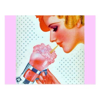 Retro 30's Milkshake Postcard