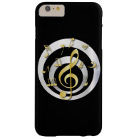 Retro 3D Effect Gold and Silver Musical Notes Barely There iPhone 6 Plus Case