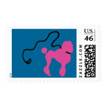 Retro 50's Felt Pink Poodle & Leash Postage Stamp