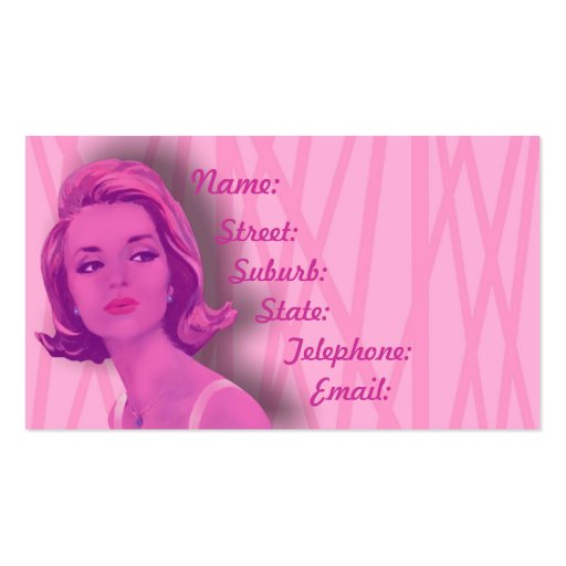 Retro 60s Baby Pink Hairdressers Business Card (front side)