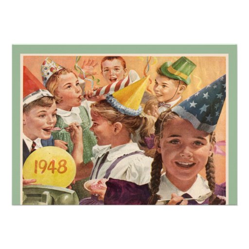 Retro 65th Birthday Party 1948 Childhood Memories Invites