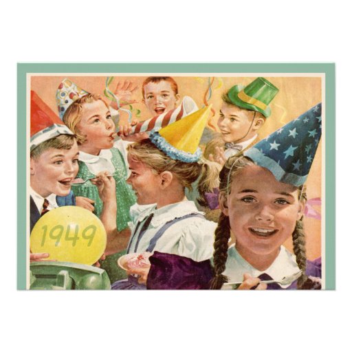Retro 65th Birthday Party 1949 Childhood Memories Announcement