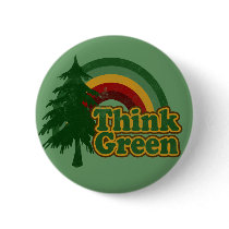 Retro 70s Rainbow, Think Green Button