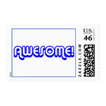 Retro 80s Awesome! Blue Postage Stamp