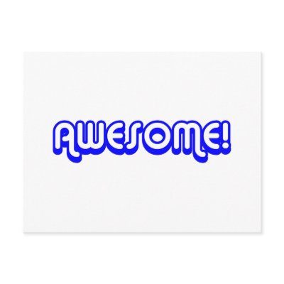 Retro 80s Awesome! Blue Postcard by angela65