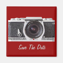 Retro 80s Camera On A Save The Date Magnet