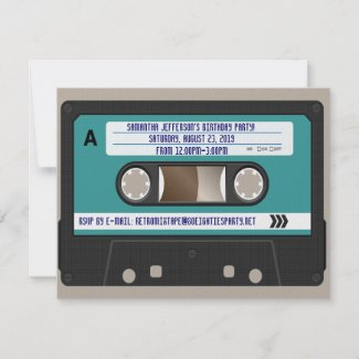 Retro 80s Cassette Mixtape Personalized Custom Invite