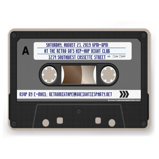 Retro 80s Cassette Tape 40th Birthday Invitation