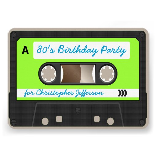 Retro 80s Cassette Tape Birthday Party Invitation