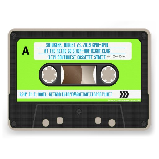 Retro 80s Cassette Tape Birthday Party Invitation