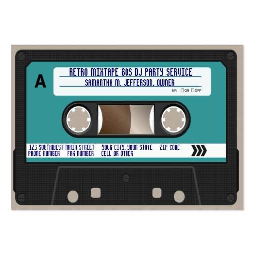 Retro 80s Cassette Tape Business Cards (front side)