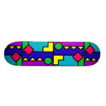 Retro 80s Color Block Skate Board
