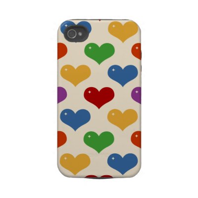 Retro 80s rainbow multi bubble hearts pattern case casemate cases