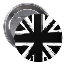 Retro abstract black union jack design button