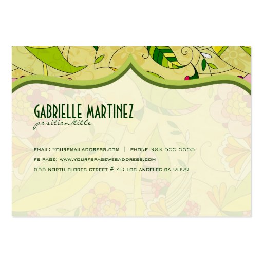 Retro Abstract Floral Collage Template 2 Business Card Templates (back side)