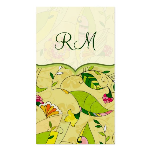 Retro Abstract Floral Collage Template 3 Business Cards (front side)
